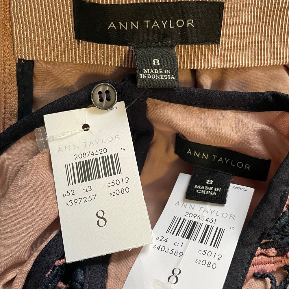 Ann Taylor Pink Blue Lace Matching Blouse Skirt Set NEW 8 - Picture 5 of 7